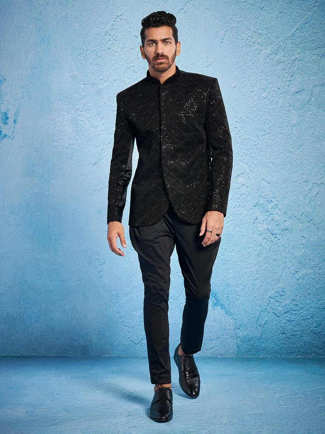 Men's Black - Jodhpuri Pyjama Set