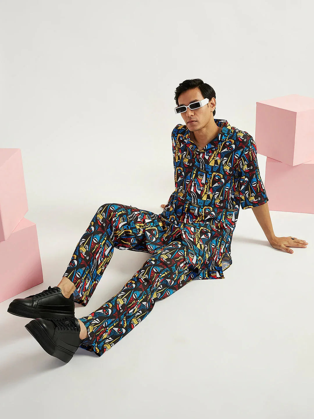 Men's Black Satin Kurta And Pyjama Set