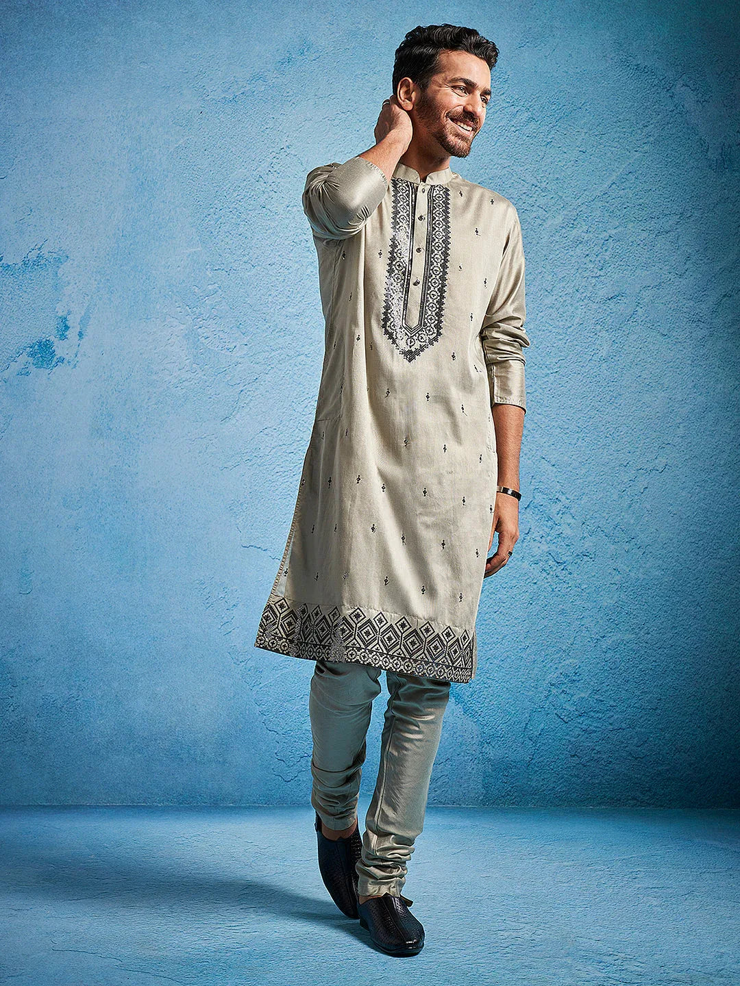 Men's Chiku Silk Blend Kurta