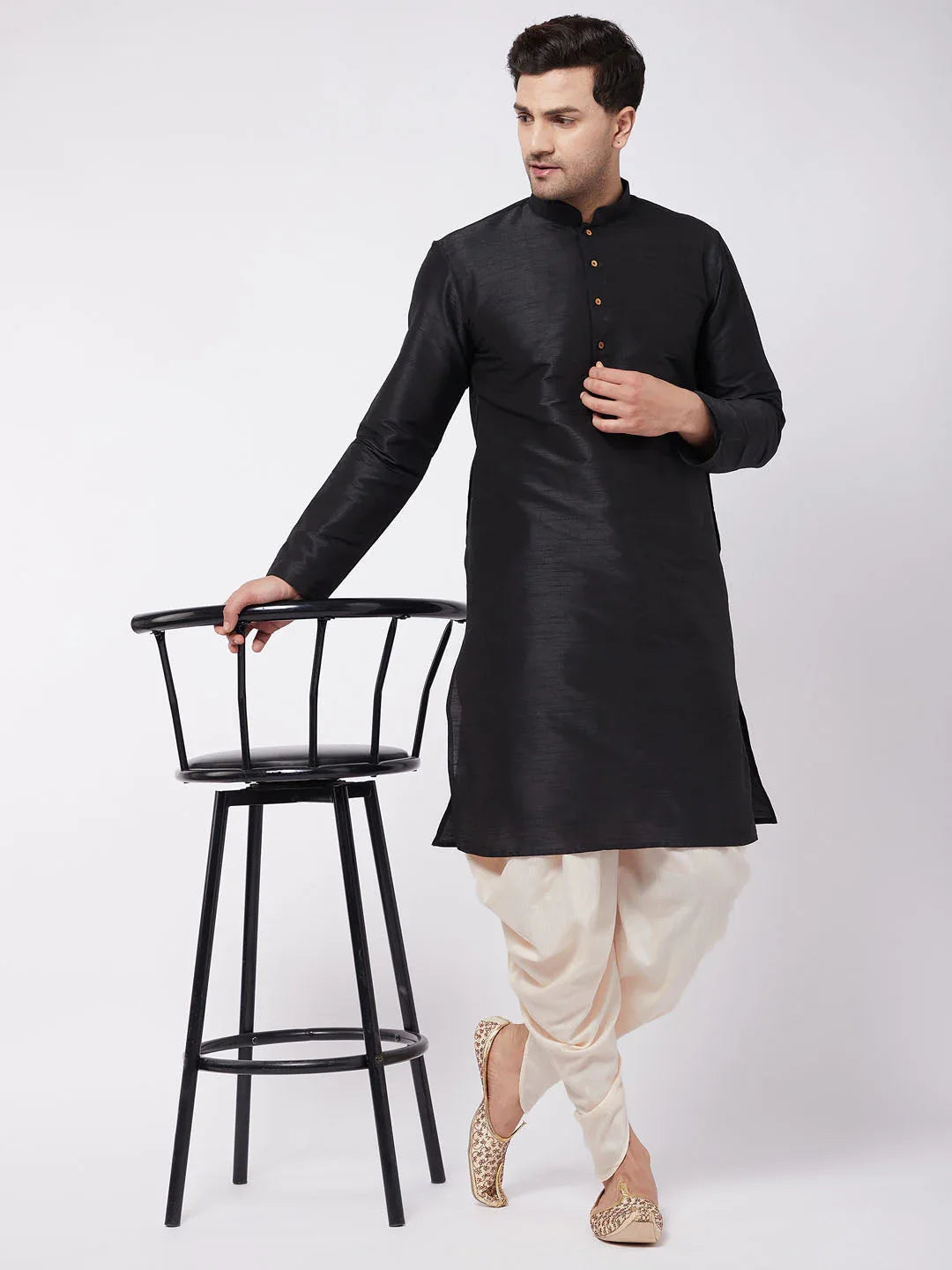 Men's Cream Cotton Blend Cowl Dhoti