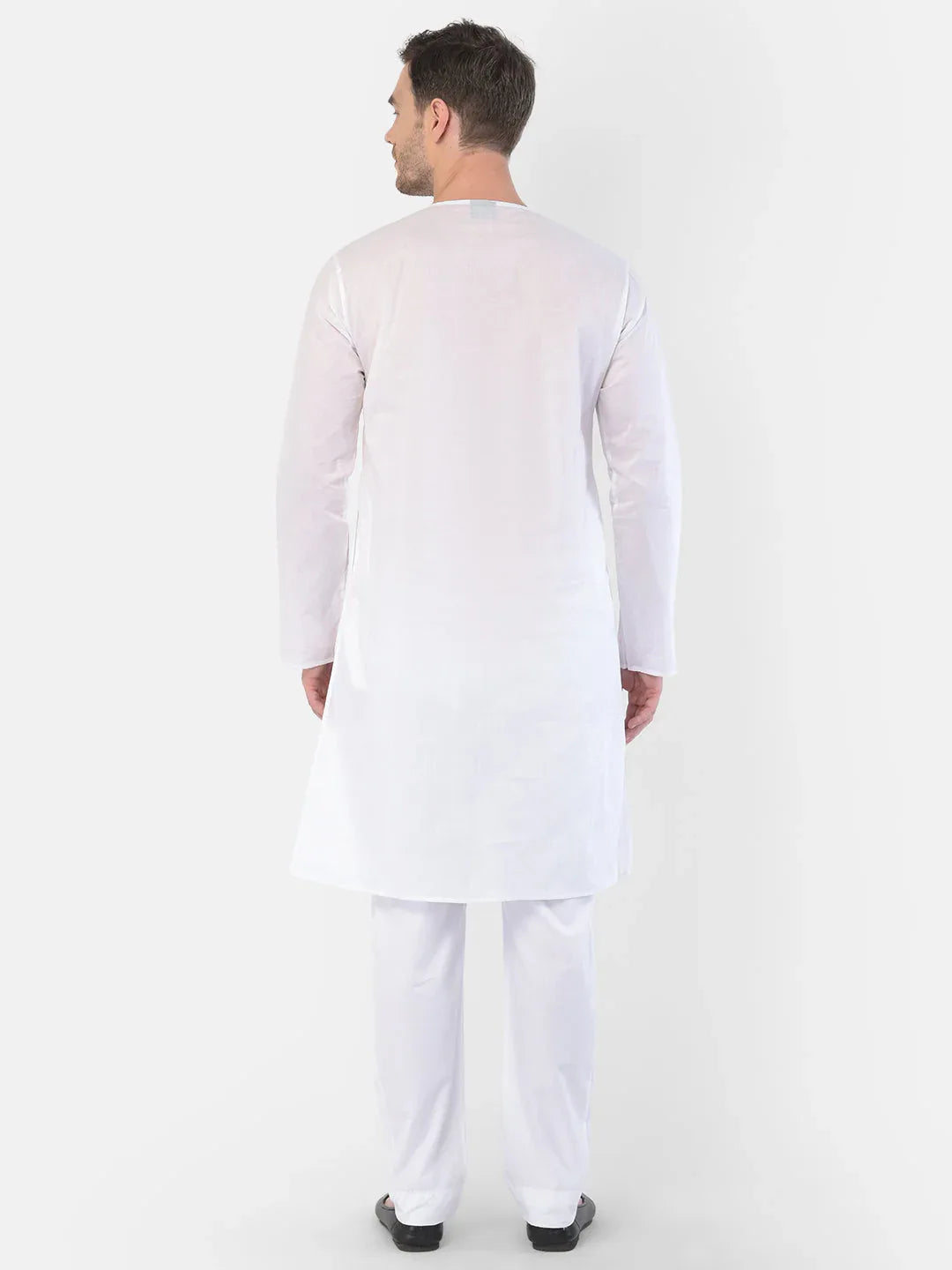 Men's White Cotton Addhi Kurta Pyjama Set