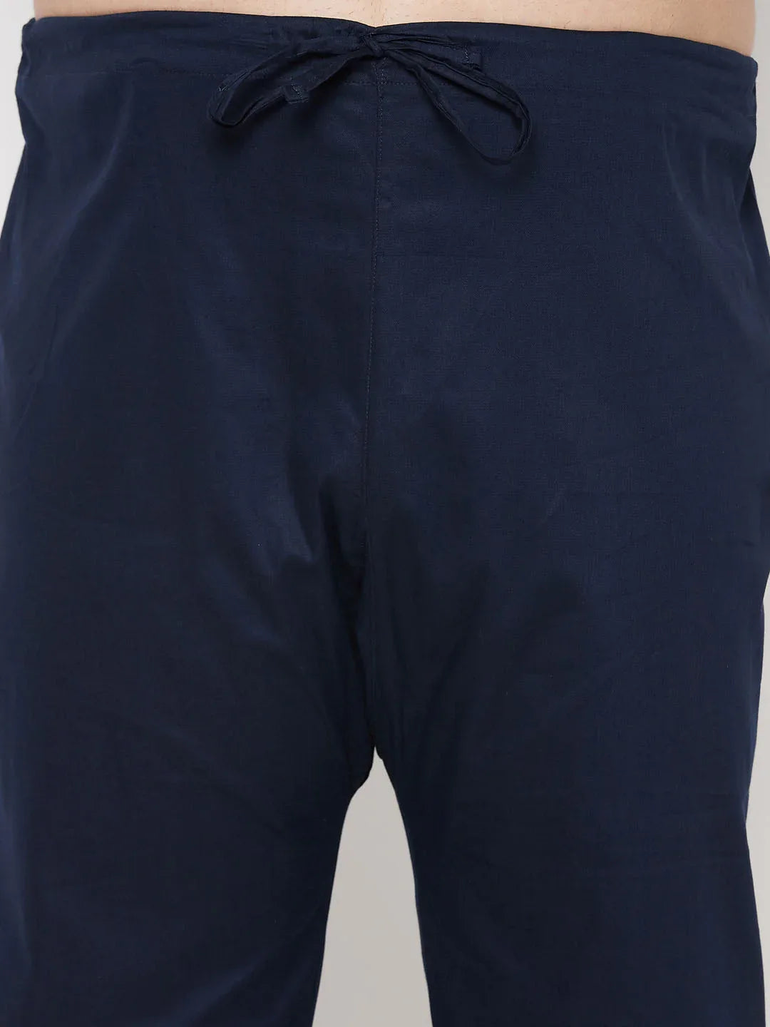 Men's Plus Size Blue Cotton Blend Pathani Kurta
