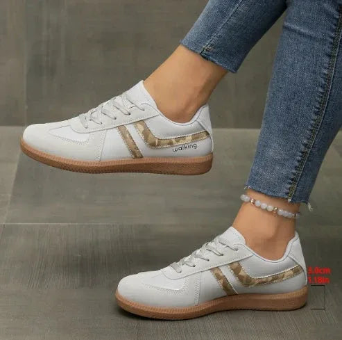 Violet women's lace-up orthopedic sneakers by Hudson Ridge featuring light gray design and supportive footwear for women.