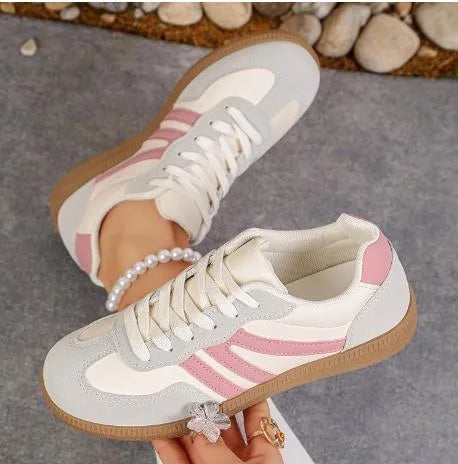 Violet women's lace-up orthopedic sneakers by Hudson Ridge, pink footwear with supportive design and comfortable fit.