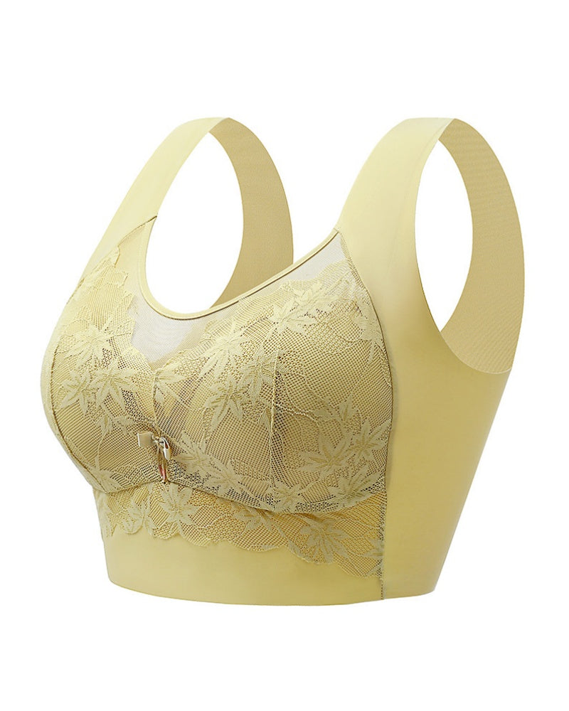 Ice Silk Thin Lace Mesh Panel Plus Size Seamless Vest Bra