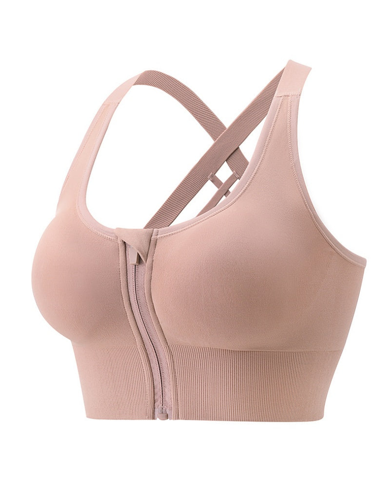 Shockproof Push Up Anti Sagging Sports Bra With Front Zipper for Women