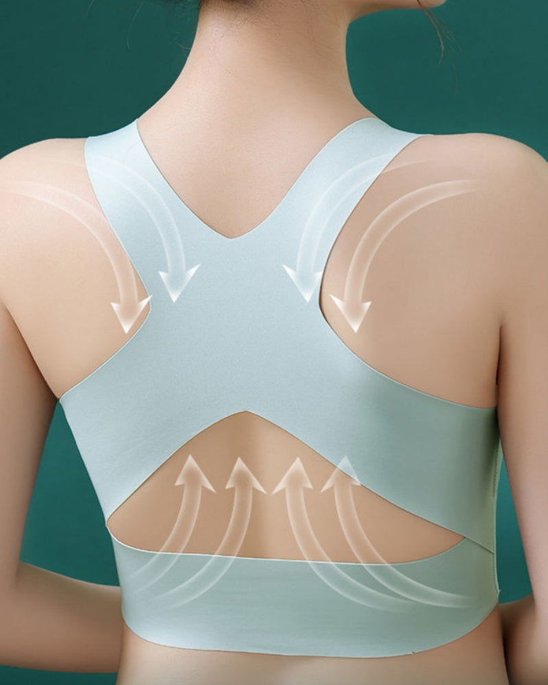Seamless Front Buckle Push up Wireless Bra Correcting Hunchback