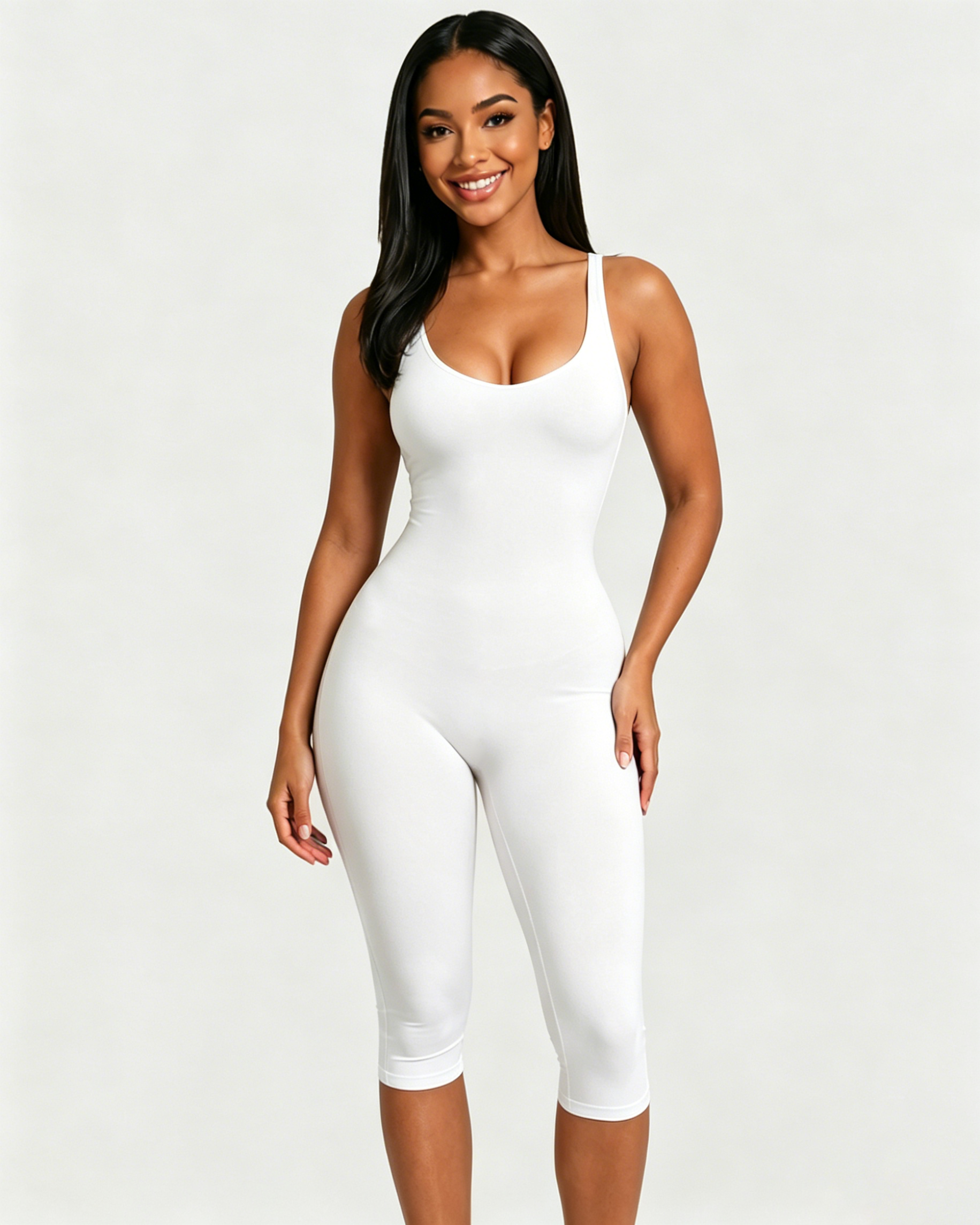 Solid Sleeveless Bodycon Capri Length Jumpsuit - By Qivii
