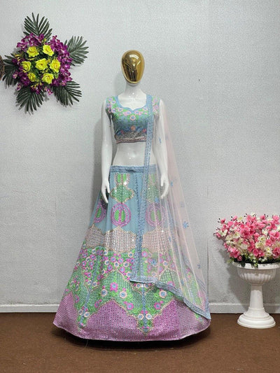 Wedding Wear Heavy Georgette Chin Sequence Work Designer Lehenga Choli | Readyto wear - qivii