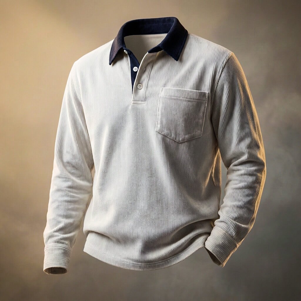 Scott Corduroy Long Sleeve Polo - By Qivii