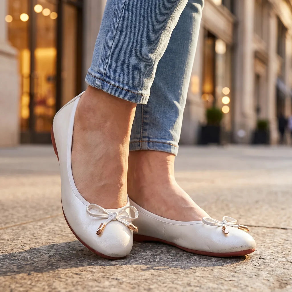 Women's Wolfe ballet flats by Qivii, Hudson Ridge, featuring a sleek design and multi-color details, perfect for casual wear.
