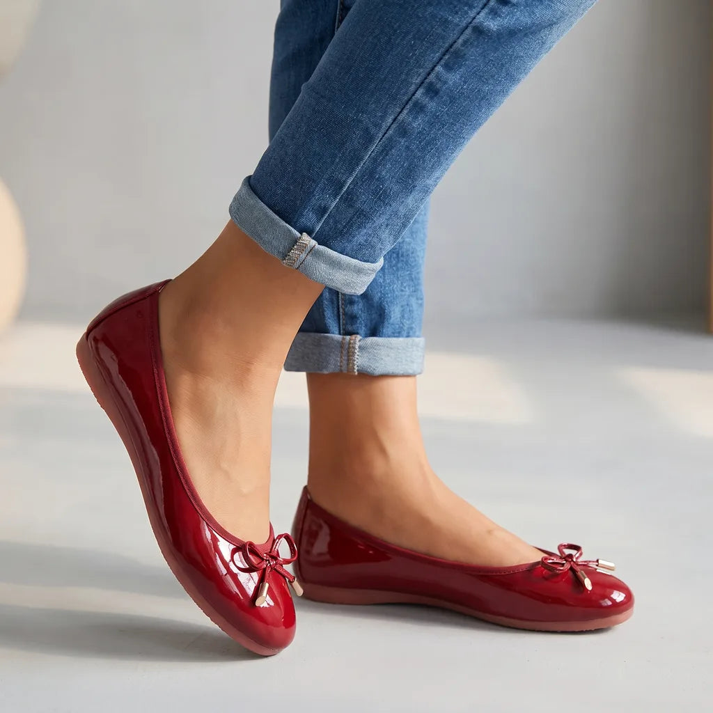 Red Wolfe women's ballet flats by Hudson Ridge, stylish and comfortable slip-on footwear for women.