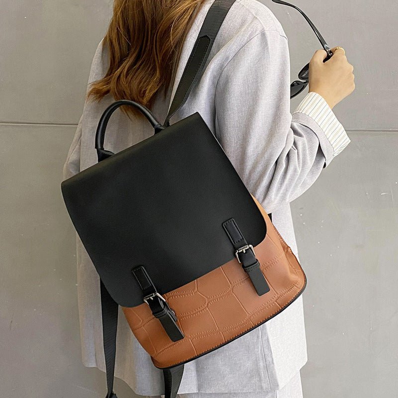 Women's Genuine Leather Assorted Color Simple Backpack - By Qivii