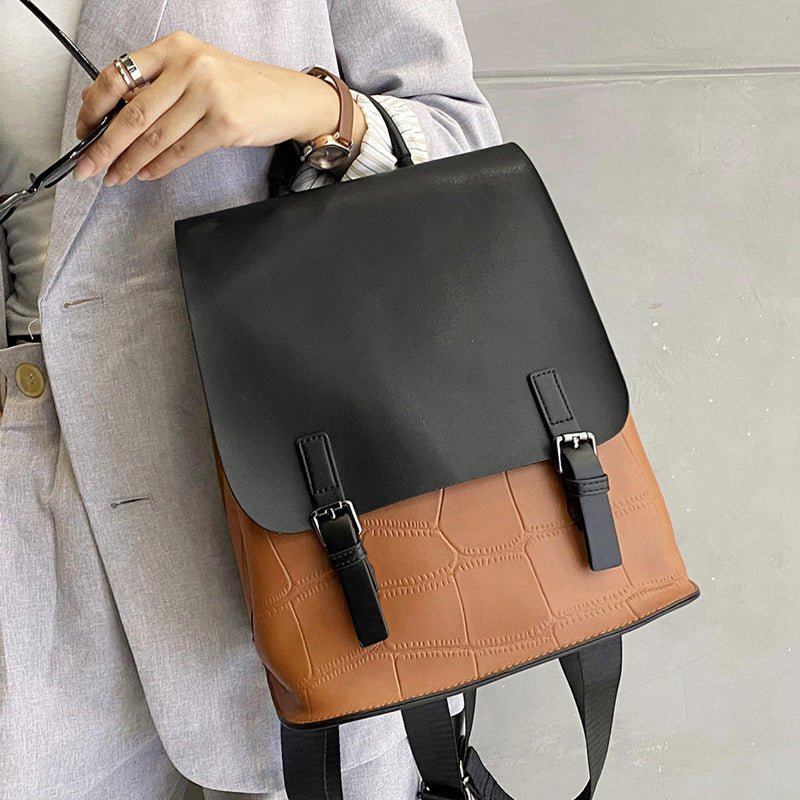 Women's Genuine Leather Assorted Color Simple Backpack - By Qivii