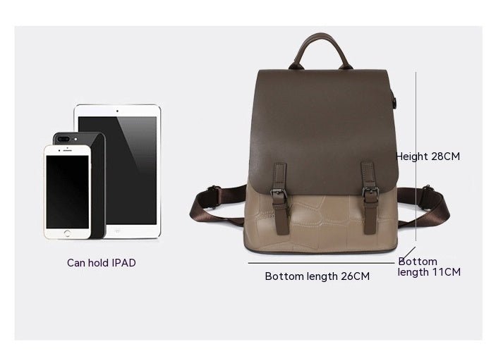 Women's Genuine Leather Assorted Color Simple Backpack - By Qivii