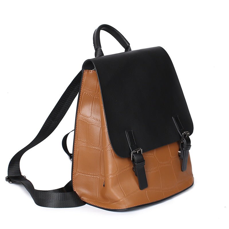 Women's Genuine Leather Assorted Color Simple Backpack - By Qivii