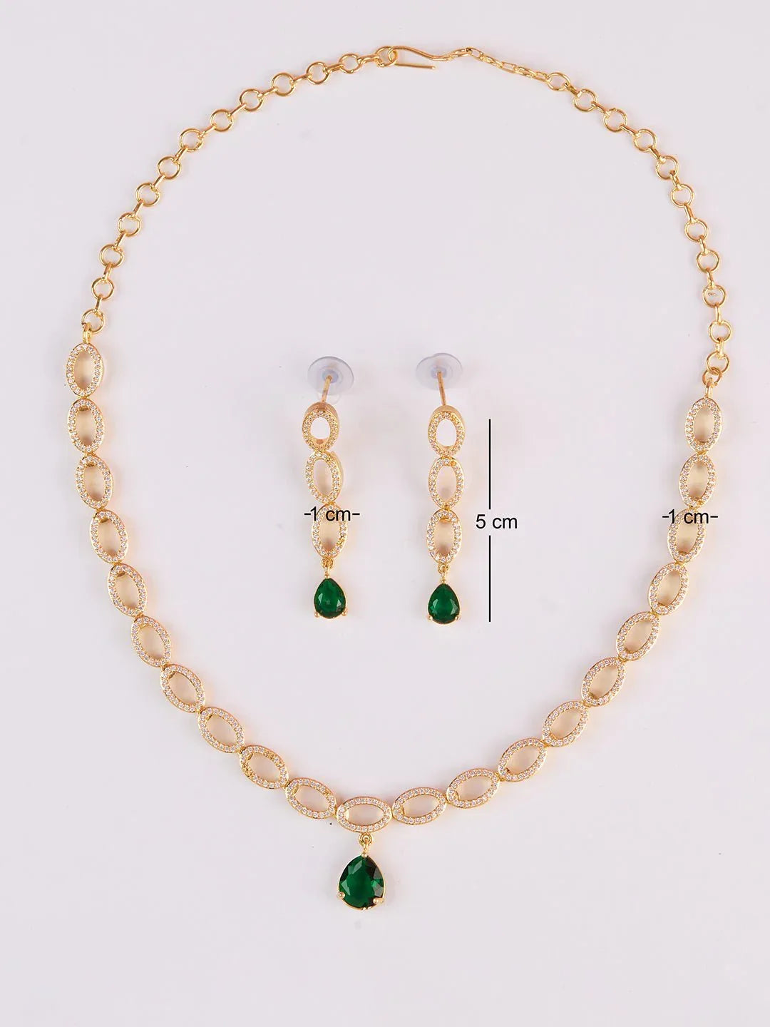 Women's Gold & Green Rhodium Plated Necklace