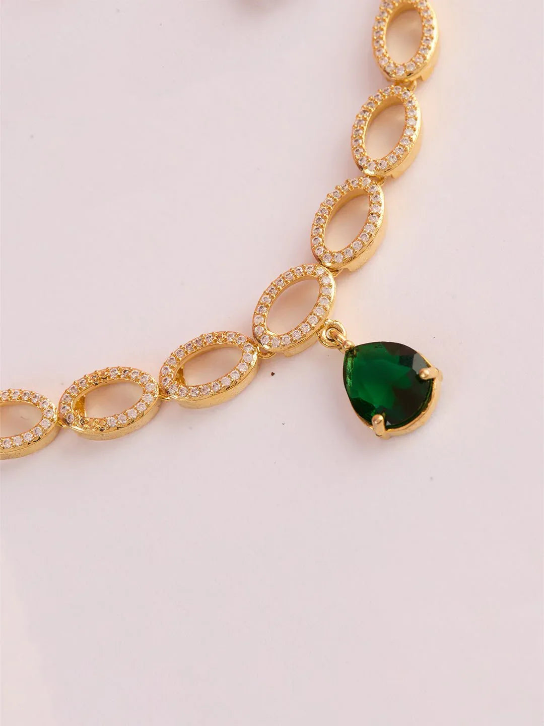 Women's Gold & Green Rhodium Plated Necklace