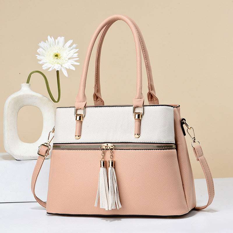 Women's Large Capacity Soft Leather Tassel Shoulder Bag - By Qivii