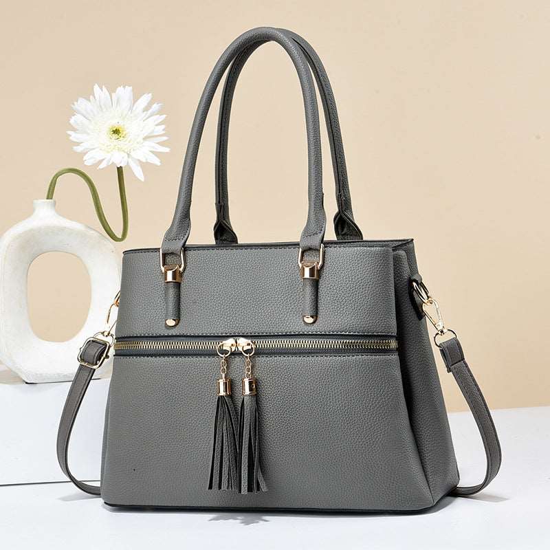 Women's Large Capacity Soft Leather Tassel Shoulder Bag - By Qivii