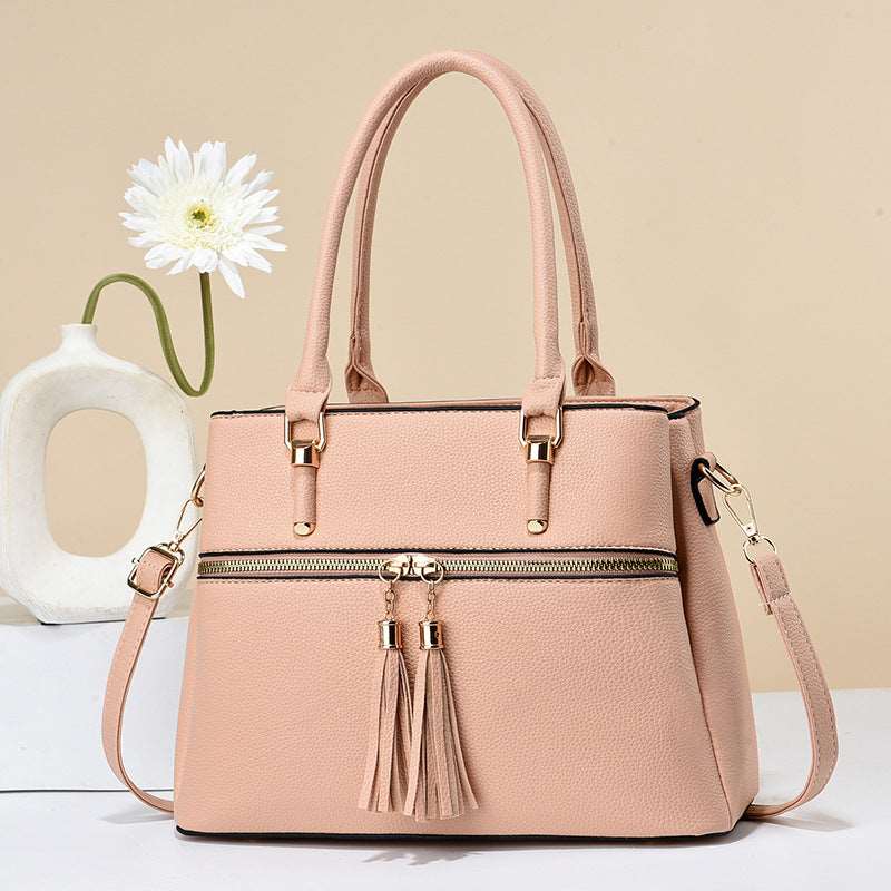 Women's Large Capacity Soft Leather Tassel Shoulder Bag - By Qivii