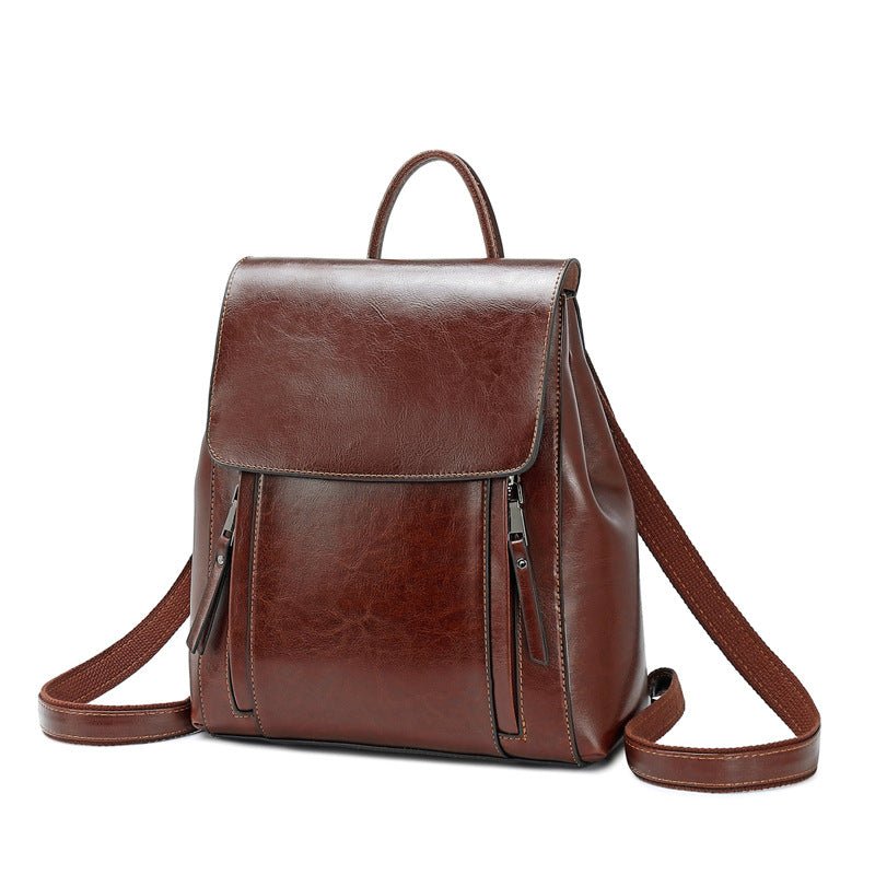 Women's Leather Cowhide Backpack - By Qivii