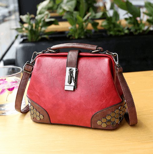 Women's Lock Chain Rivets Crossbody Shoulder Bag - By Qivii
