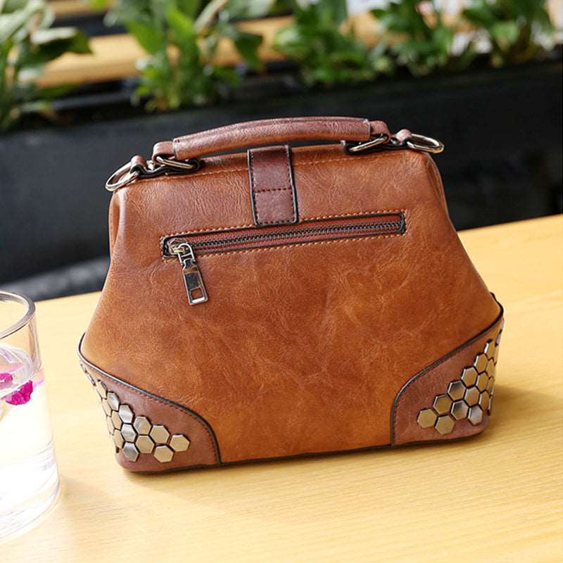 Women's Lock Chain Rivets Crossbody Shoulder Bag - By Qivii