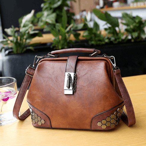Women's Lock Chain Rivets Crossbody Shoulder Bag - By Qivii