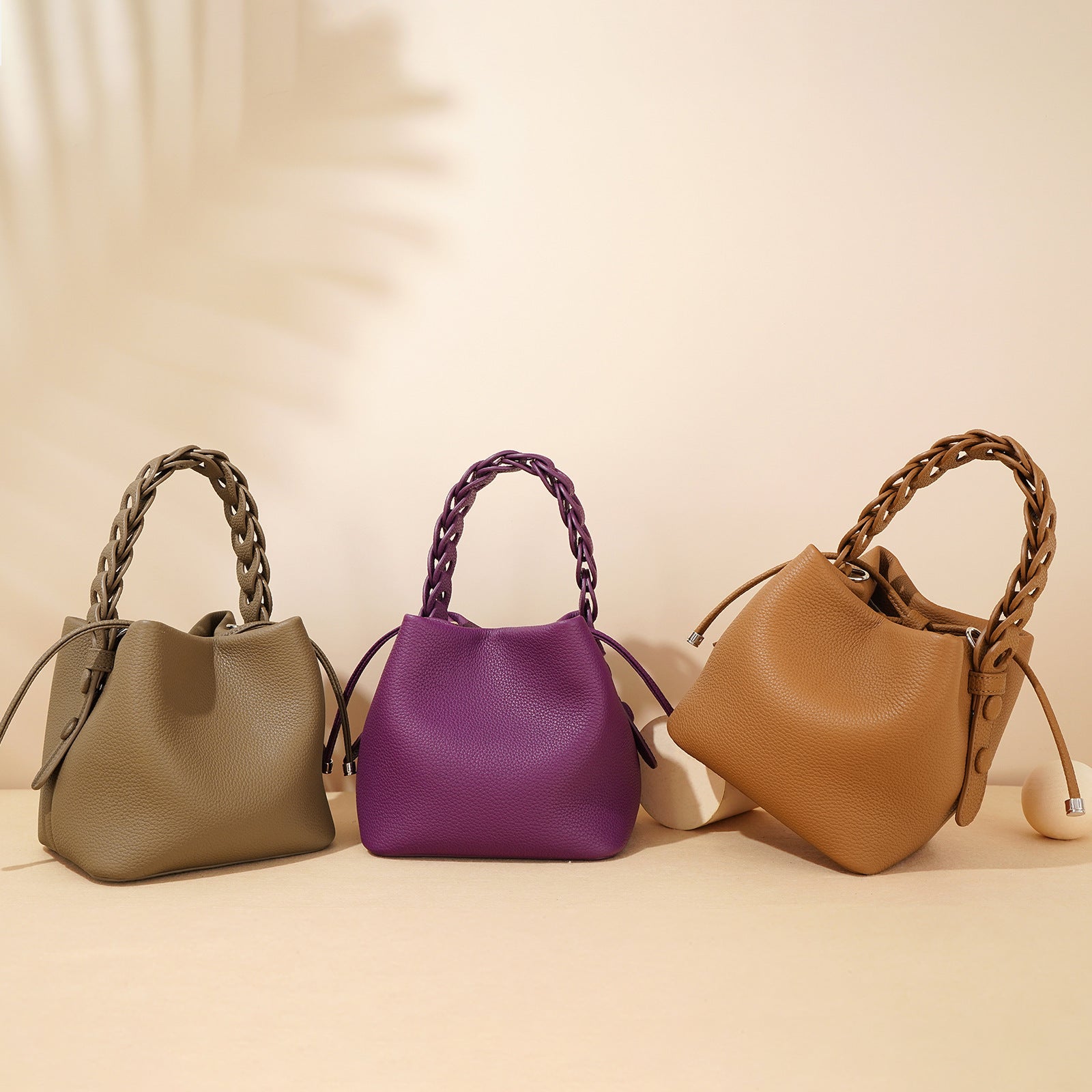 Women's Luxury Genuine Leather Bucket Bag Spring - By Qivii