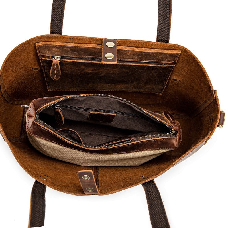 Women's Luxury Genuine Leather Shoulder Tote Bag - By Qivii