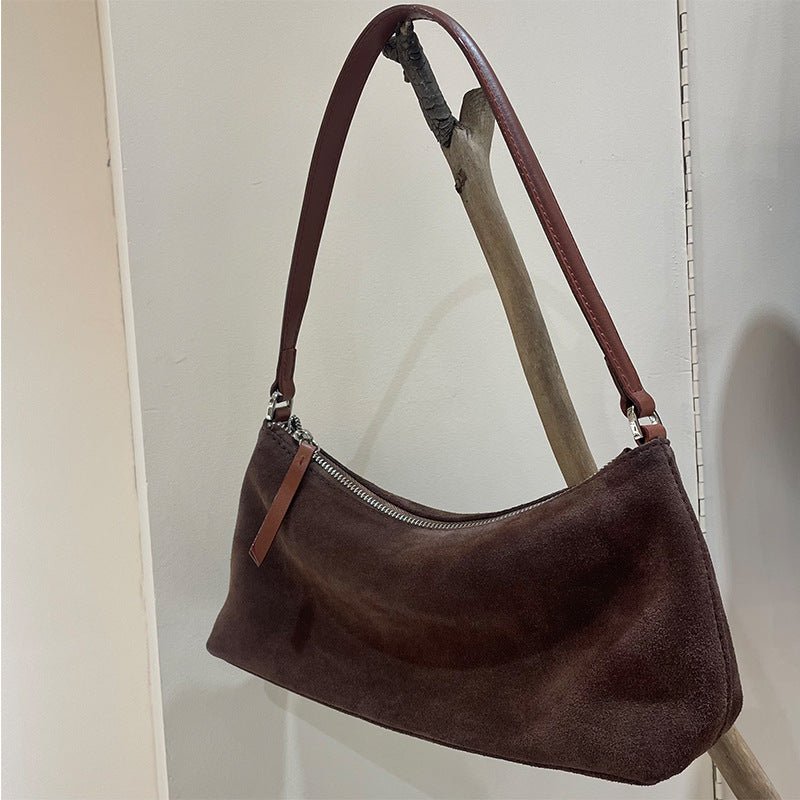 Women's Luxury Suede Underarm Leather Shoulder Handbag - By Qivii