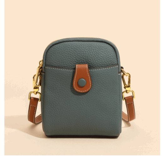 Women's Small Cowhide Leather Mobile Phone Crossbody Bag - By Qivii