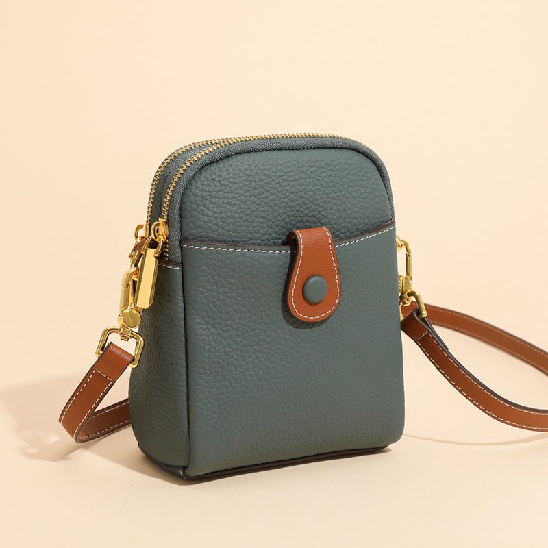 Women's Small Cowhide Leather Mobile Phone Crossbody Bag - By Qivii