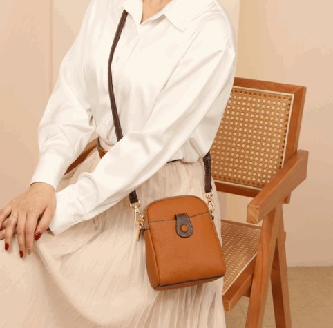 Women's Small Cowhide Leather Mobile Phone Crossbody Bag - By Qivii
