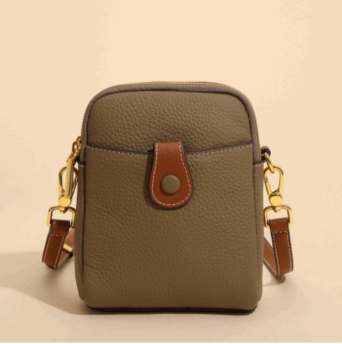 Women's Small Cowhide Leather Mobile Phone Crossbody Bag - By Qivii