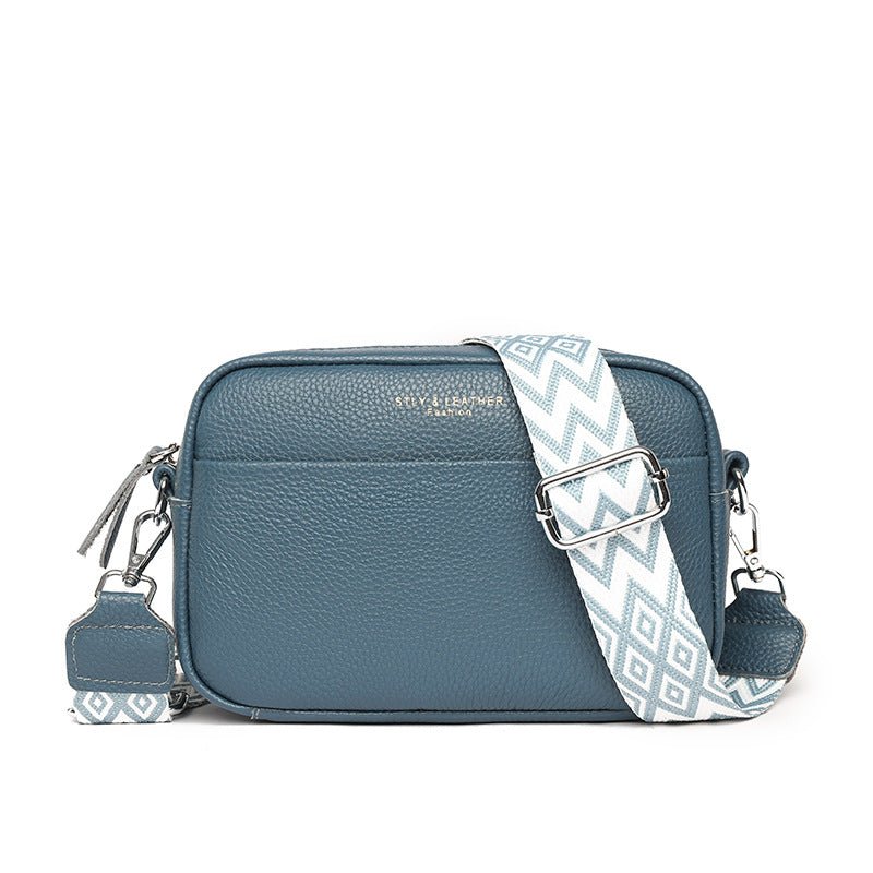 Women's Small Square Crossbody Bag With Embroidered Wide Shoulder Strap - By Qivii