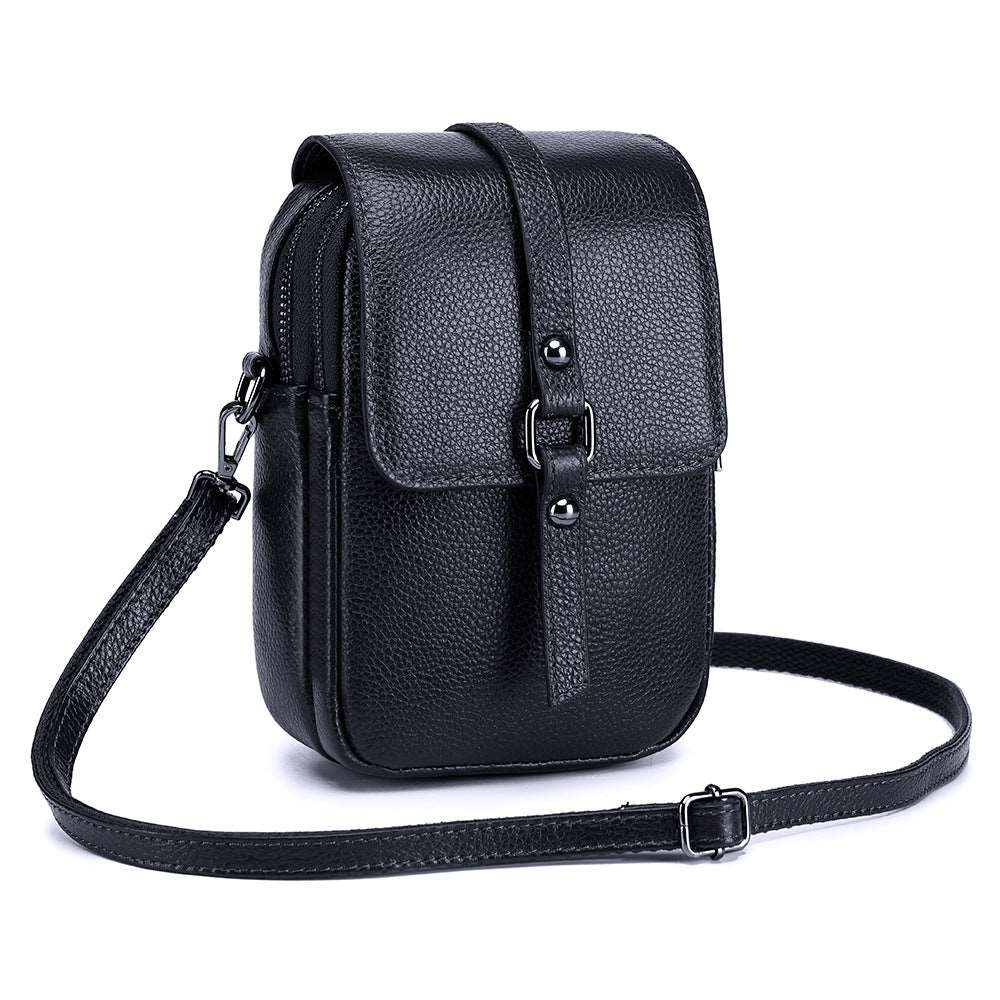 Women's Top Layer Leather Compact Shoulder Bag - By Qivii