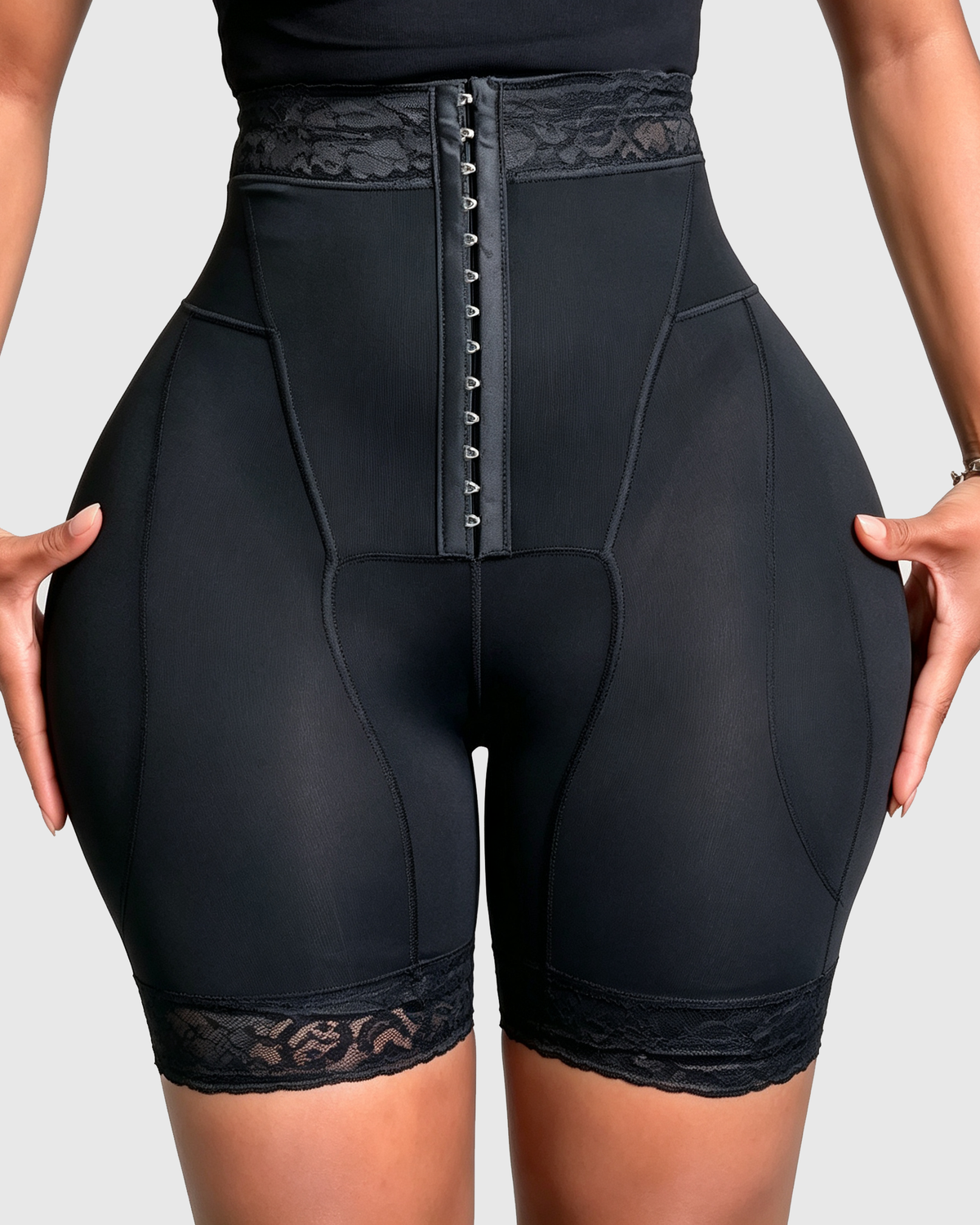 High Waist Tummy Control Butt Lifting Mid Thigh Mesh Shaper Shorts