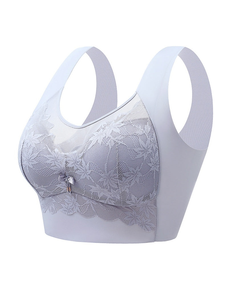 Ice Silk Thin Lace Mesh Panel Plus Size Seamless Vest Bra