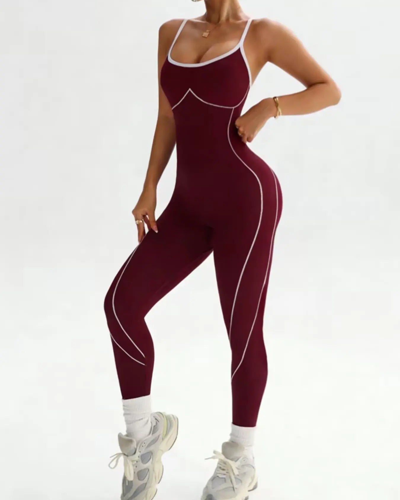 Seamless Skinny Crisscross Cutout Back Butt Lifting Full Length Jumpsuit - By Qivii