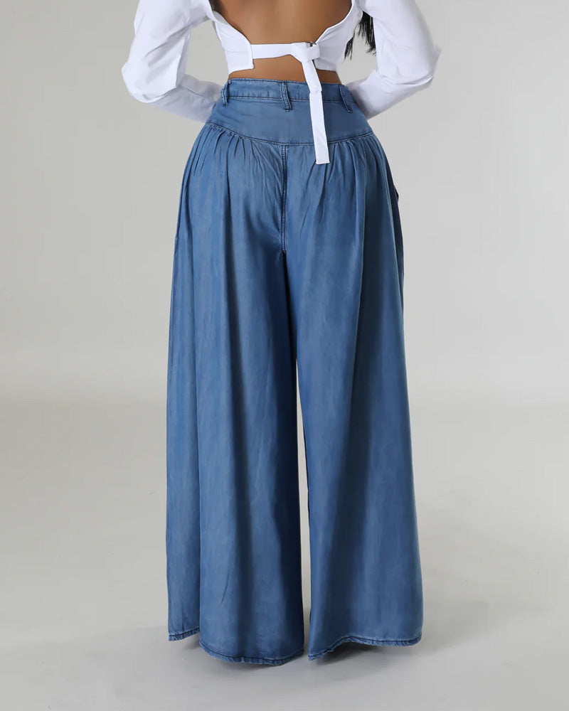 Trendy Casual High Waisted Wide Leg Jeans for Women - By Qivii