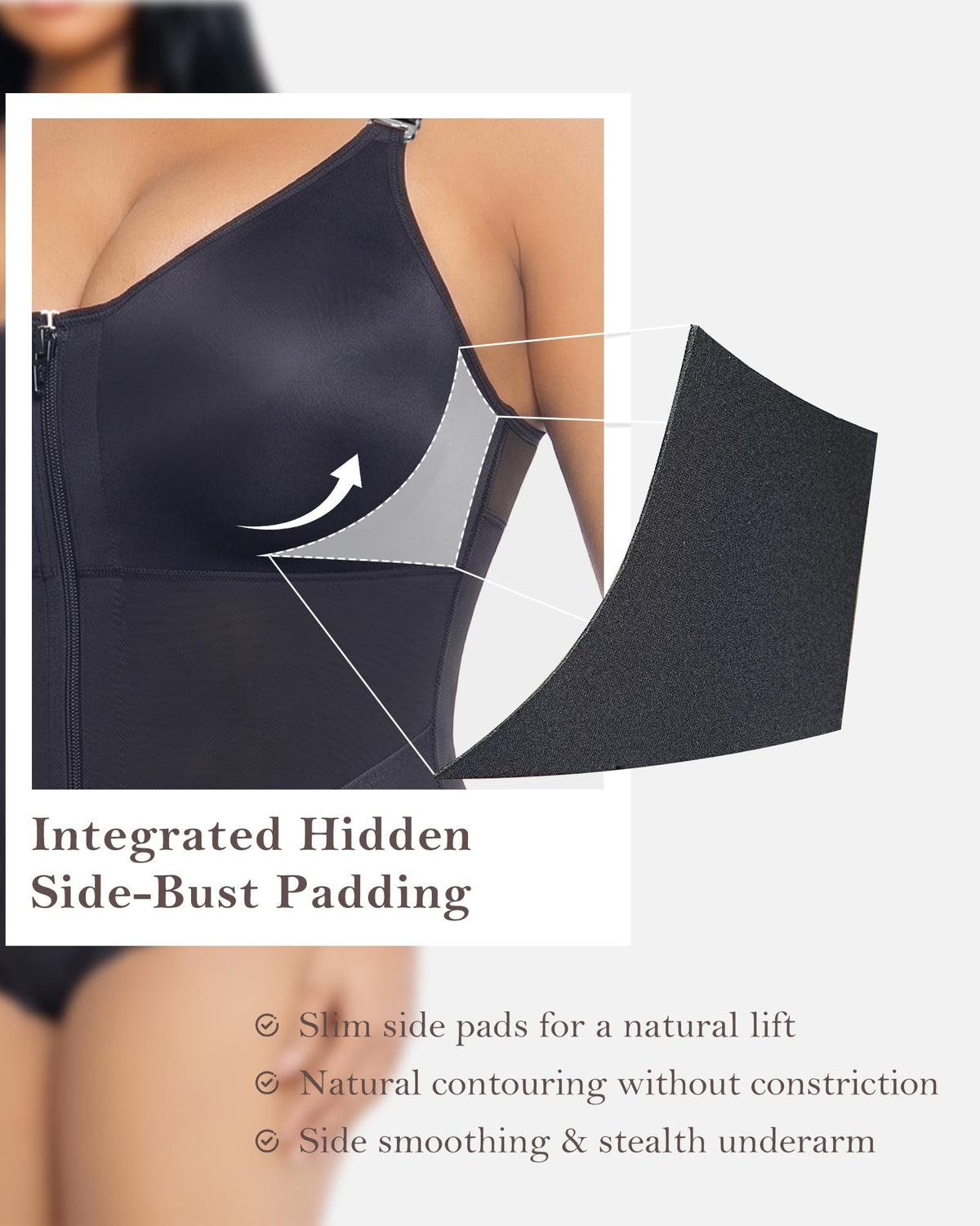 Lace Trim Adjustable Strap Tummy Control Butt Lifting Zipper Bodysuit