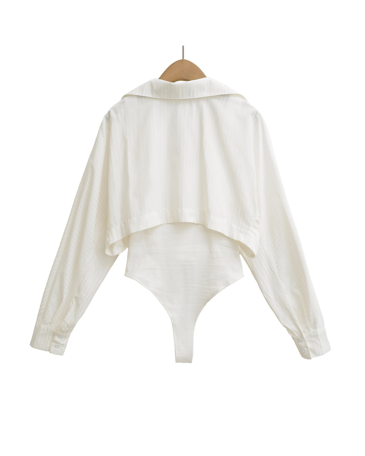 Solid Casual Button Up Shirt Bodysuit