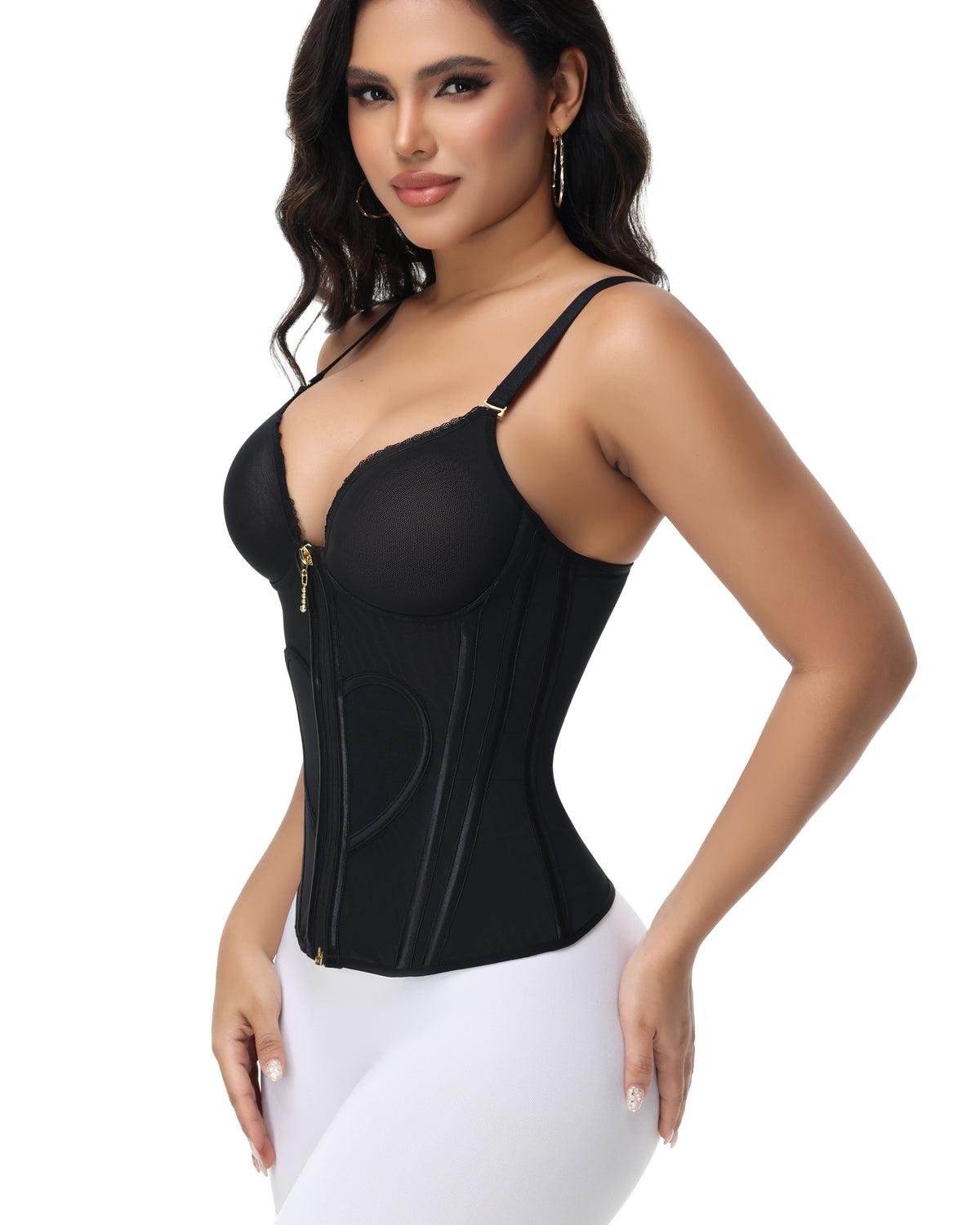 Shapshe® Fajas Colombianas Love Pattern Corset Top Zipper Waist Trainer - By Qivii