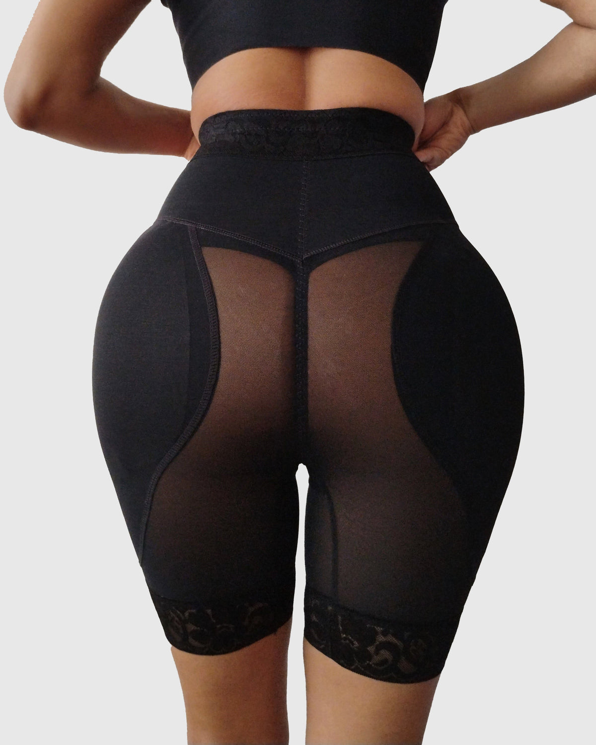 High Waist Tummy Control Butt Lifting Mid Thigh Mesh Shaper Shorts