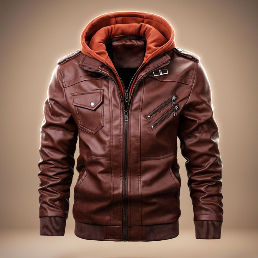Robert Hooded Leather Jacket - By Qivii