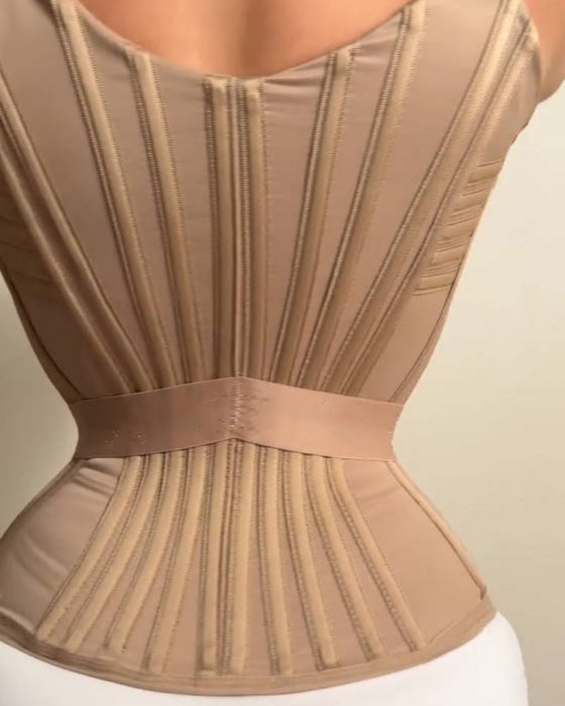 Fajas Colombianas Steel Boned Corset Top With Elastic Band - By Qivii