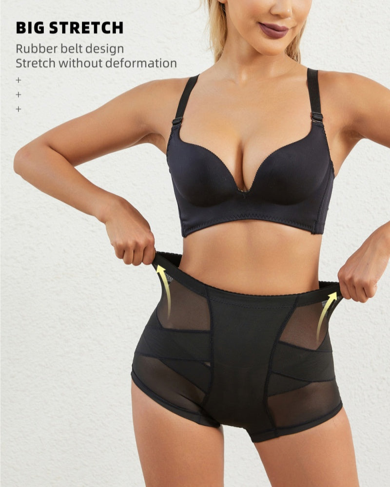 Mesh Tummy Control Butt Lift Smoothing Shaping Shorts With Sponge Pad