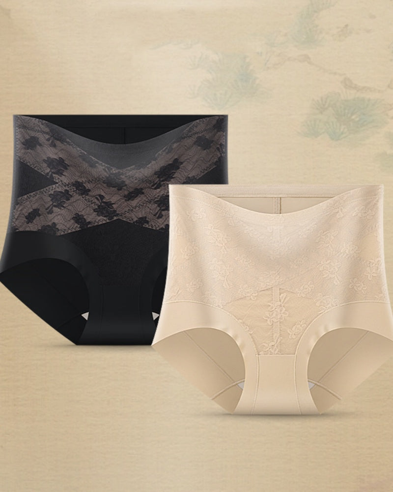 High Waist Floral Lace Tummy Control Shaping Panties - By Qivii